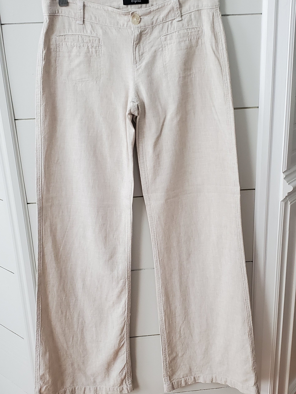Express Cream Wide-Leg Linen Trousers